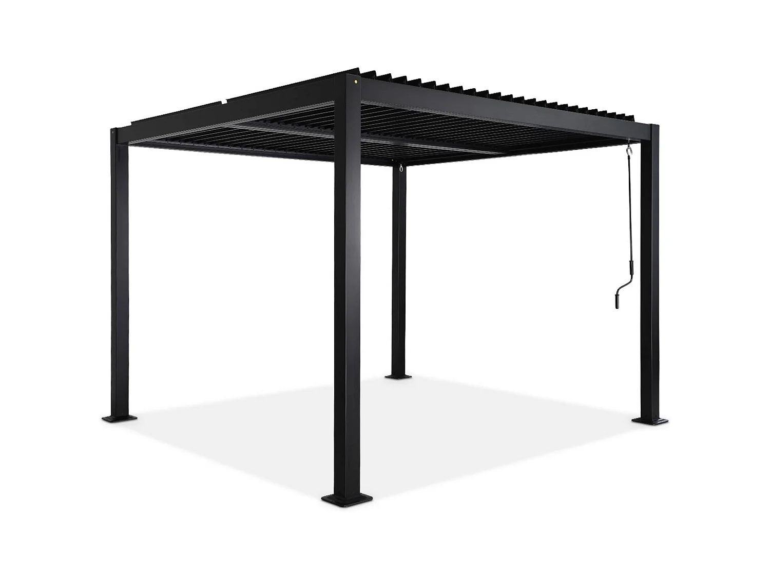 Pérgola bioclimática 3x3m de lamas de aluminio y acero negro