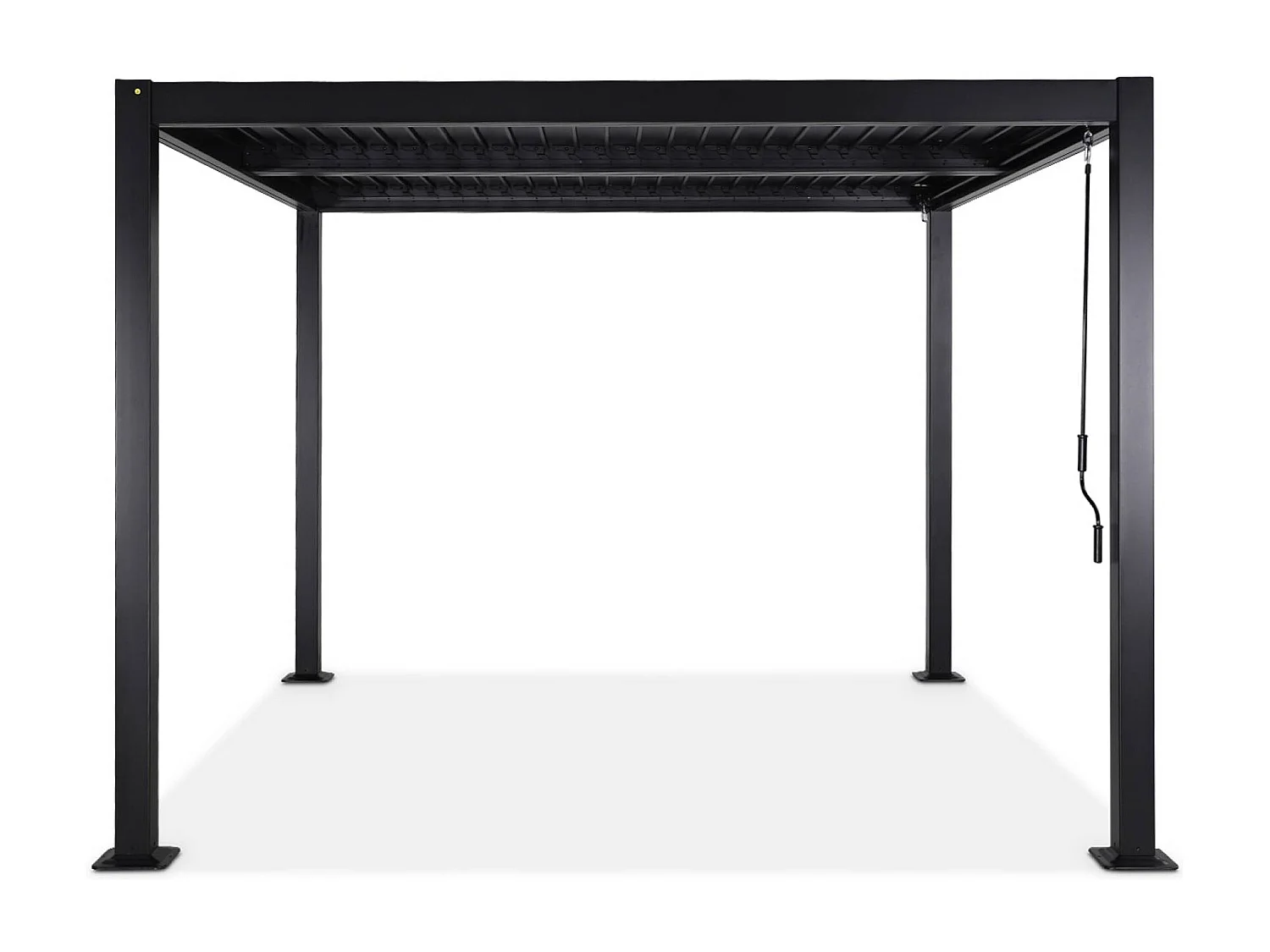 Pergola bioclimatique noire. aluminium et acier. 3x3m. lames orientables