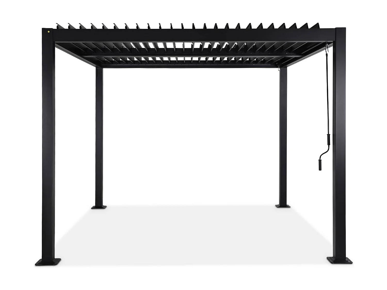 Pergola bioclimatique noire. aluminium et acier. 3x3m. lames orientables