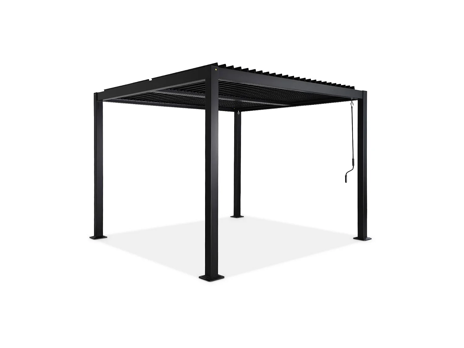 Pergola bioclimatique noire. aluminium et acier. 3x3m. lames orientables
