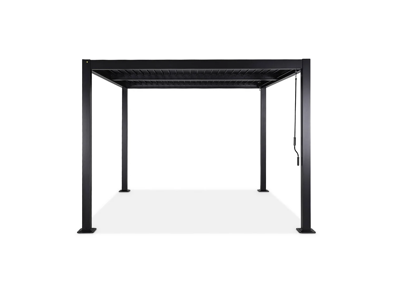 Pergola bioclimatique noire. aluminium et acier. 3x3m. lames orientables
