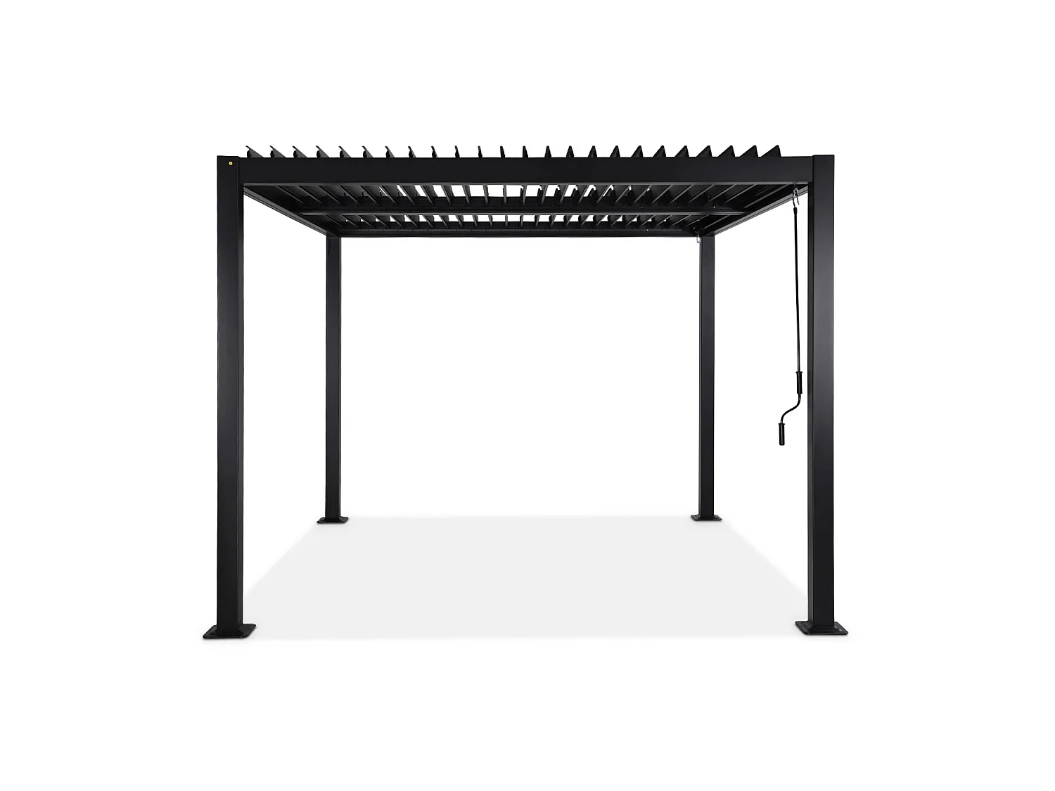 Pergola bioclimatique noire. aluminium et acier. 3x3m. lames orientables
