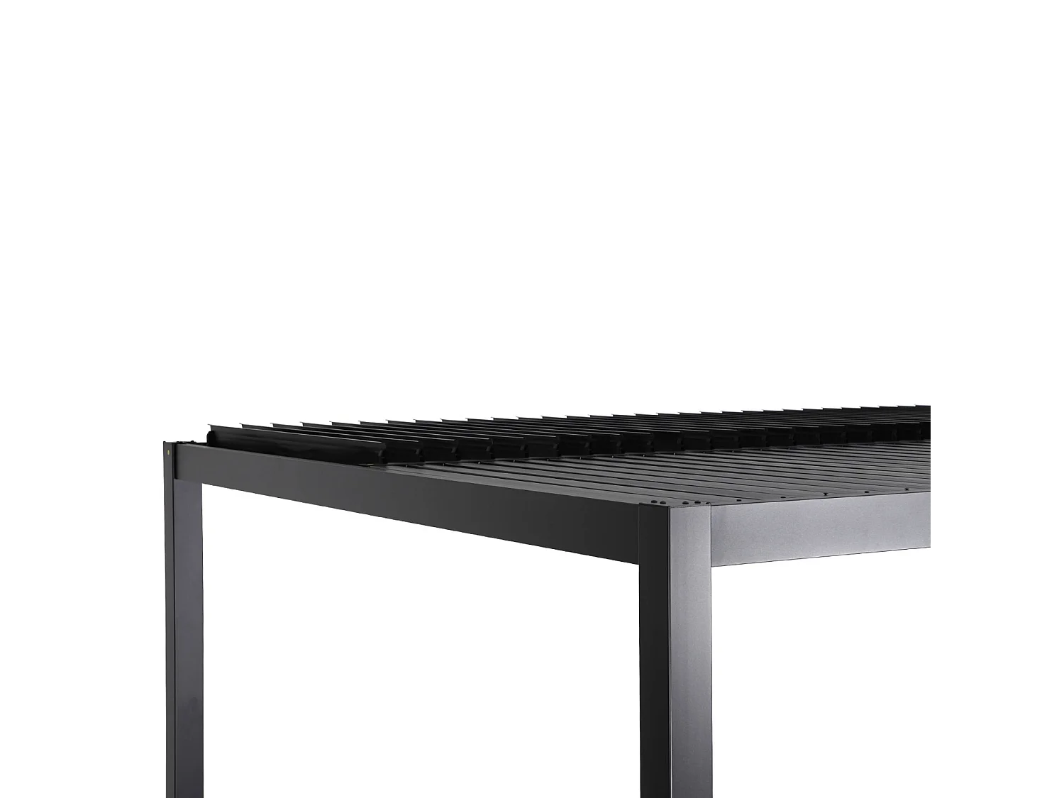 Pergola bioclimatique noire. aluminium et acier. 3x3m. lames orientables