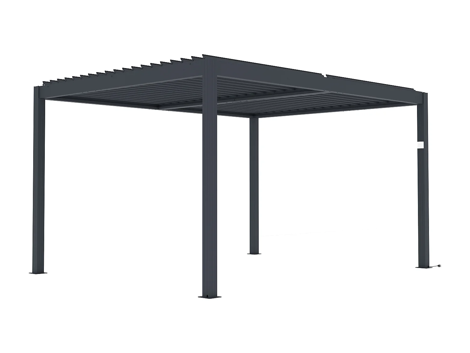 Terrassendach bioklimatisch freistehend elektrisch aus Aluminium mit verstellbaren Lamellen & Blende 2,78 m - 12 m² - Anthrazit - AMADORA