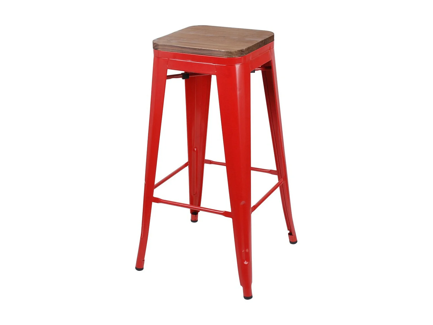 Set von 4 Barhockern im Vintage-Stil aus Metall, Farbe Rot – Kollektion LIVE