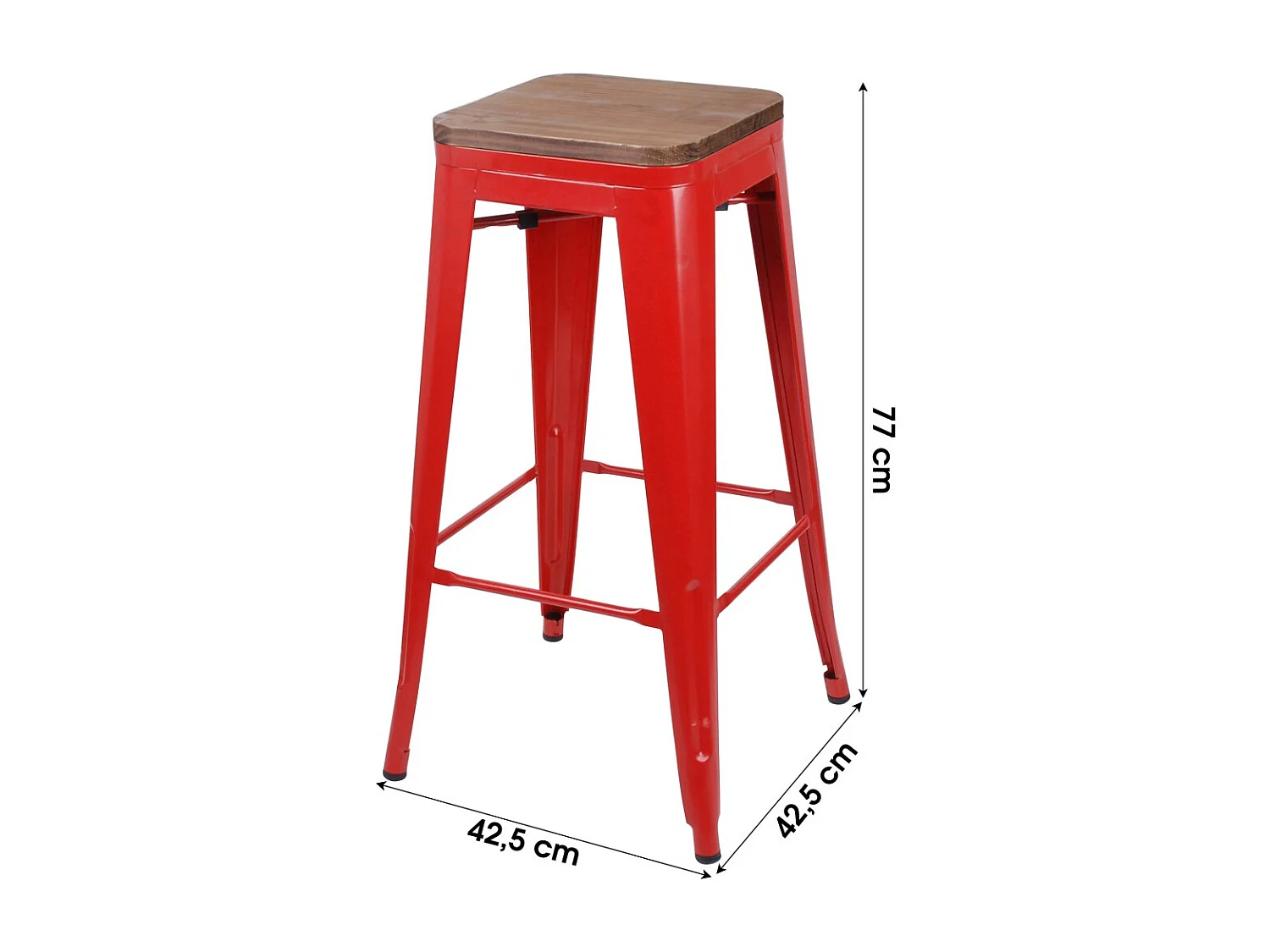 Set von 4 Barhockern im Vintage-Stil aus Metall, Farbe Rot – Kollektion LIVE