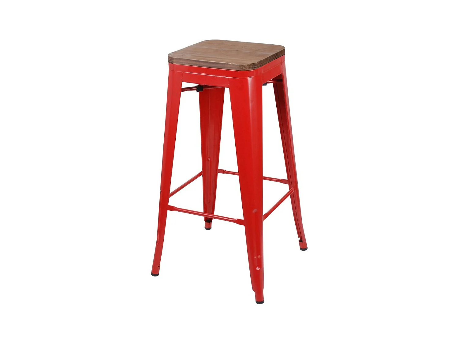 Lot de 4 tabourets de bar style vintage en métal, coloris rouge – Collection LIVE