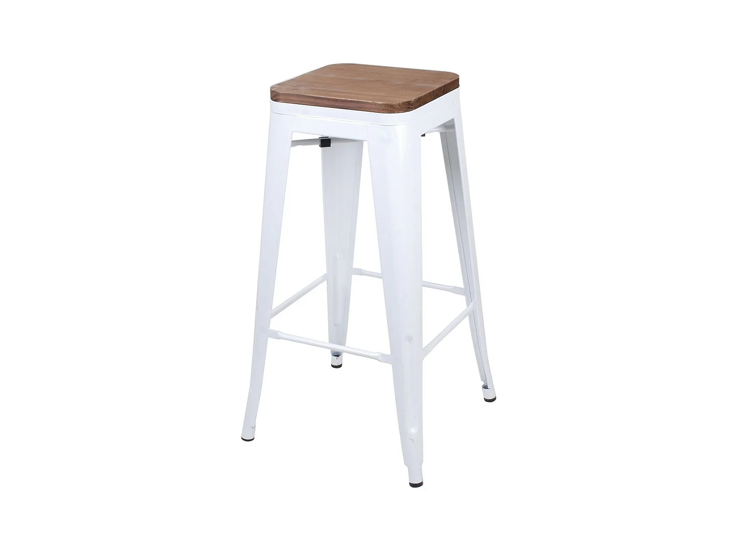 Lot de 4 tabourets de bar style vintage en métal, coloris blanc mat – Collection LIVE