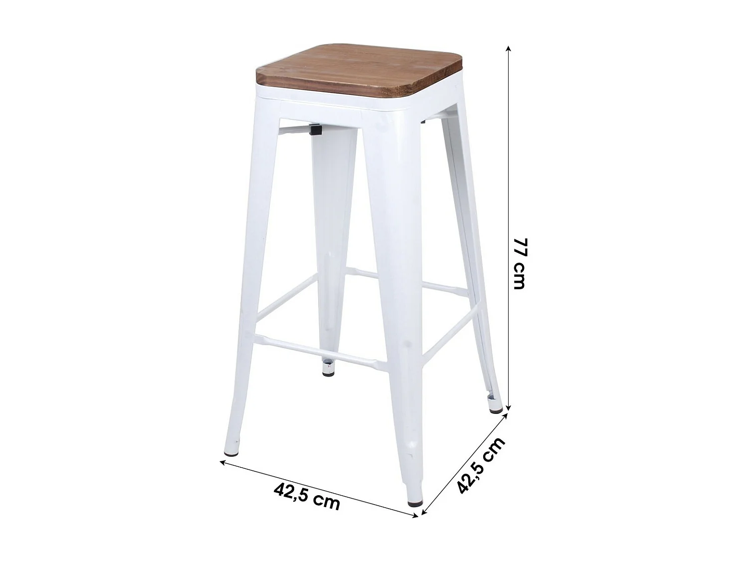 Set van 4 vintage stijl metalen barkrukken, mat wit - Collectie LIVE