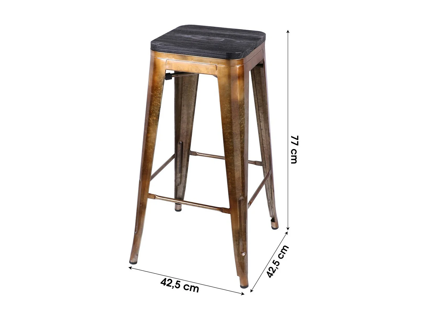 Lot de 4 tabourets de bar style vintage en métal, coloris doré – Collection LIVE