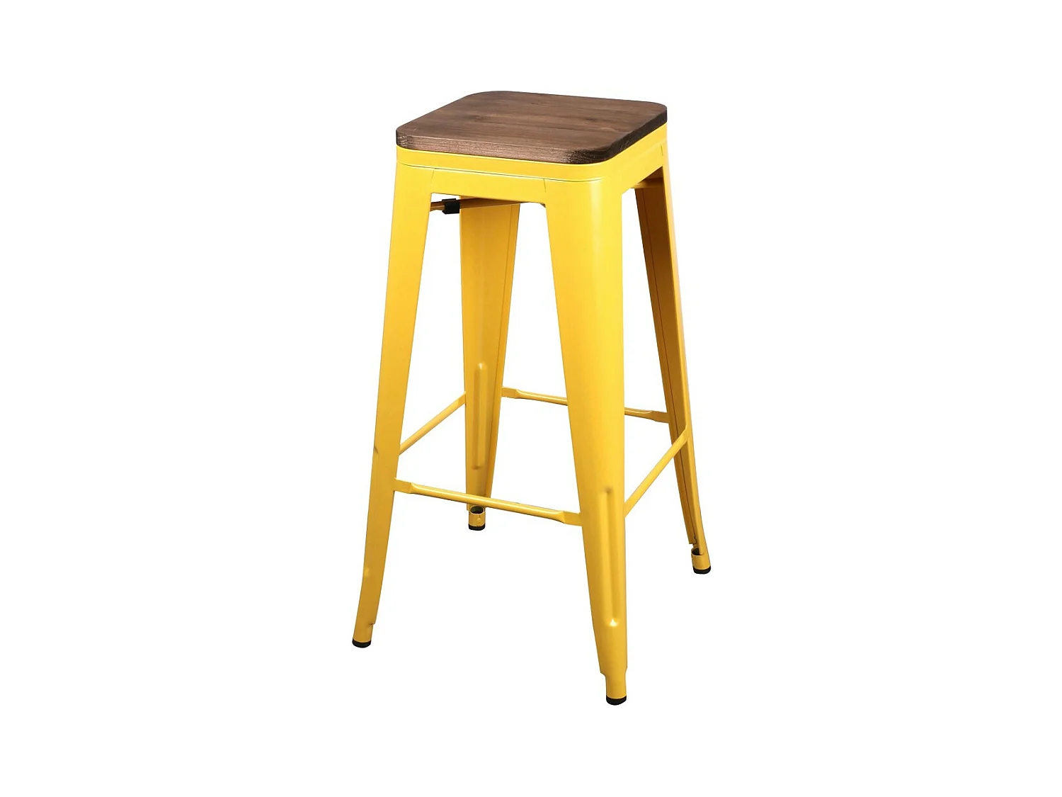 Lot de 4 tabourets de bar style vintage en métal, coloris jaune – Collection LIVE