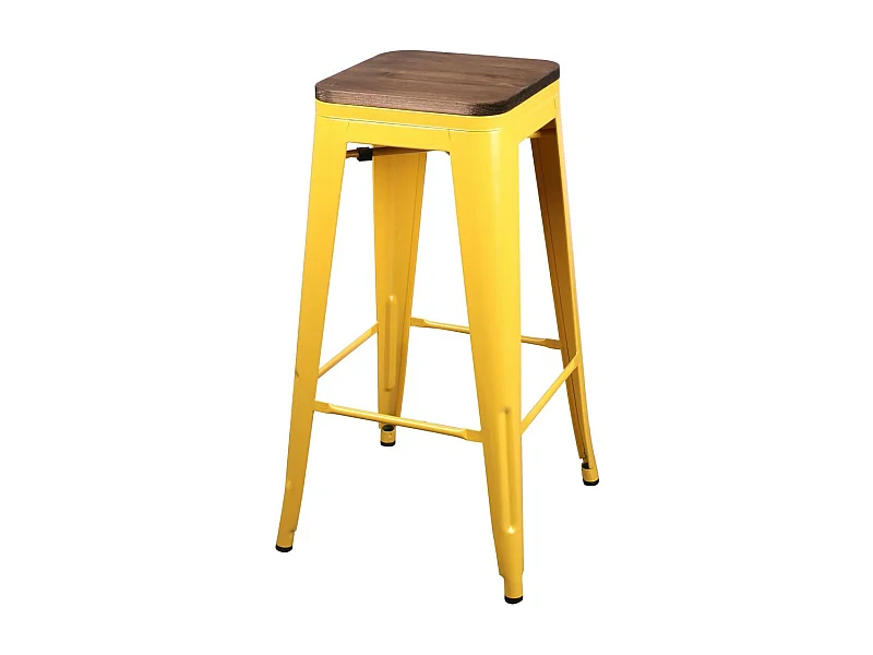 Lot de 4 tabourets de bar style vintage en métal, coloris jaune – Collection LIVE