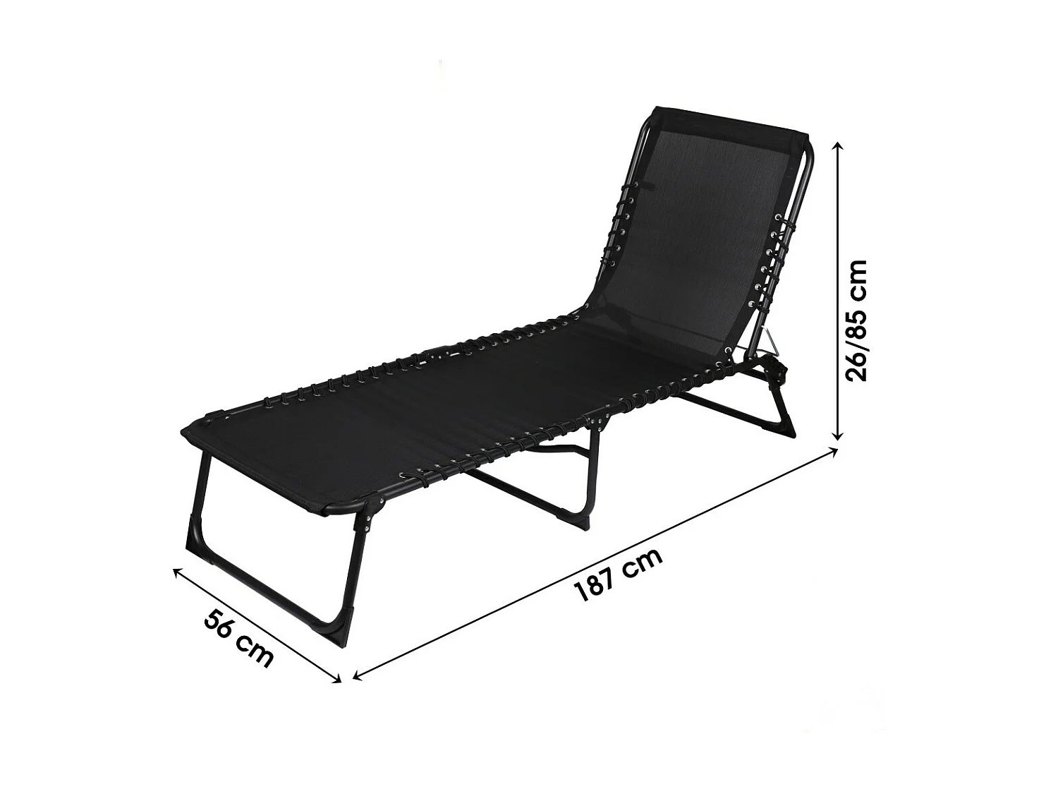 Chaise longue / Bain de soleil coloris noir 187x85x56 cm