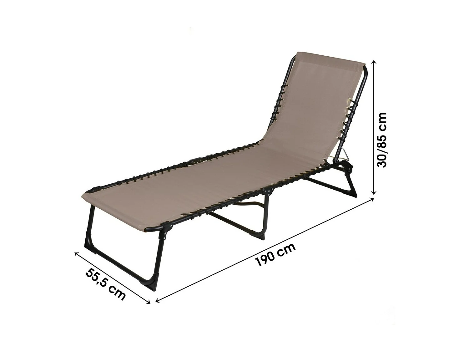 Chaise longue / Bain de soleil coloris taupe 187x85x56 cm