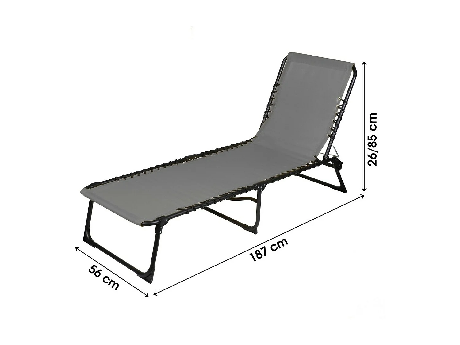 Chaise longue / Bain de soleil coloris gris 187x85x56 cm