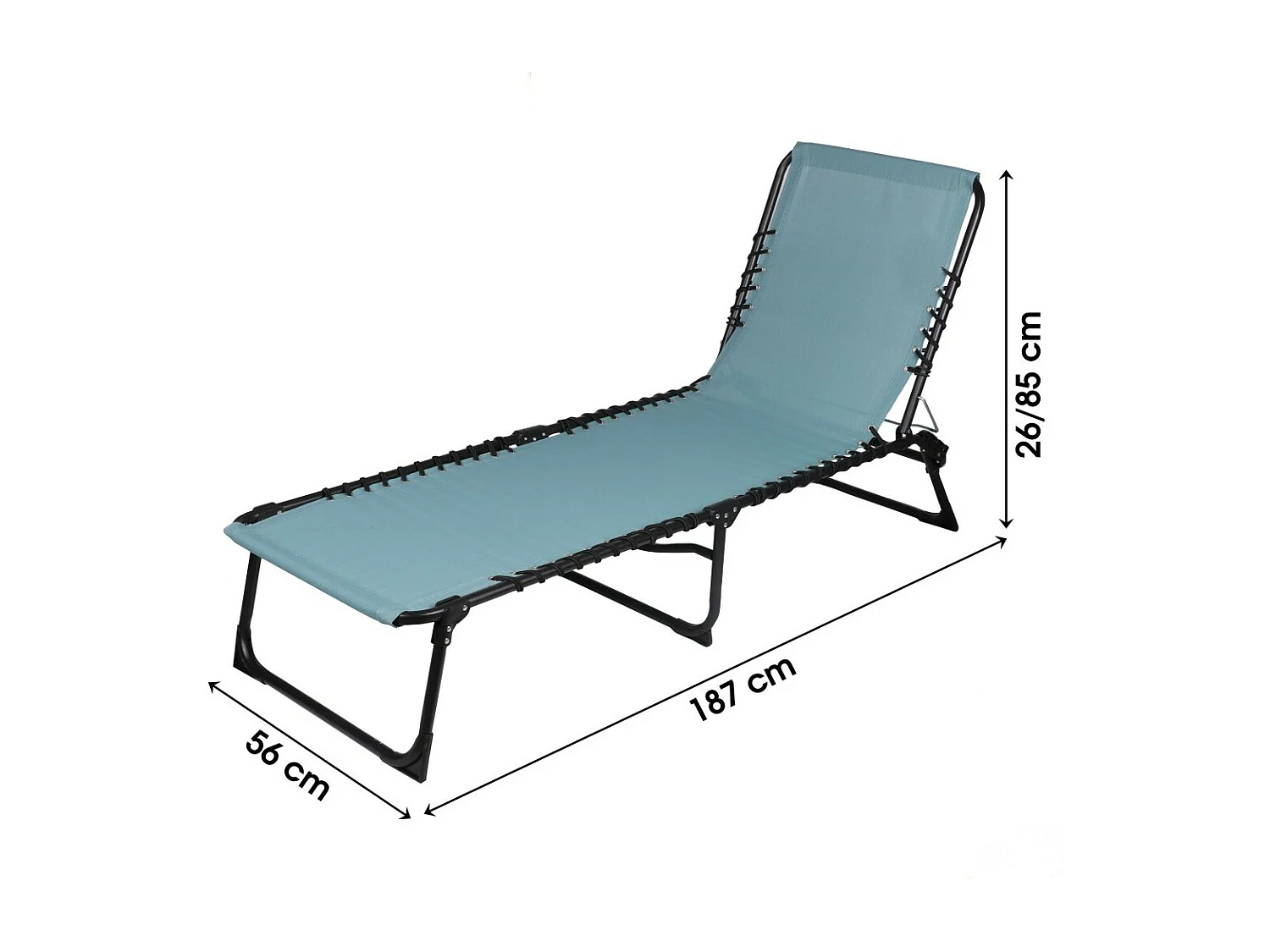 Chaise longue / Bain de soleil coloris bleu gris 187x85x56 cm