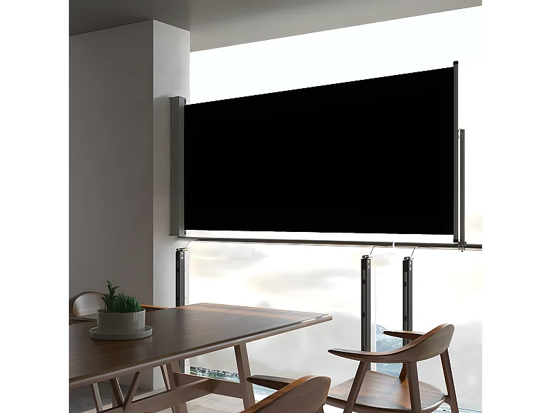 Auvent latéral rétractable de patio 60x300 cm Noir