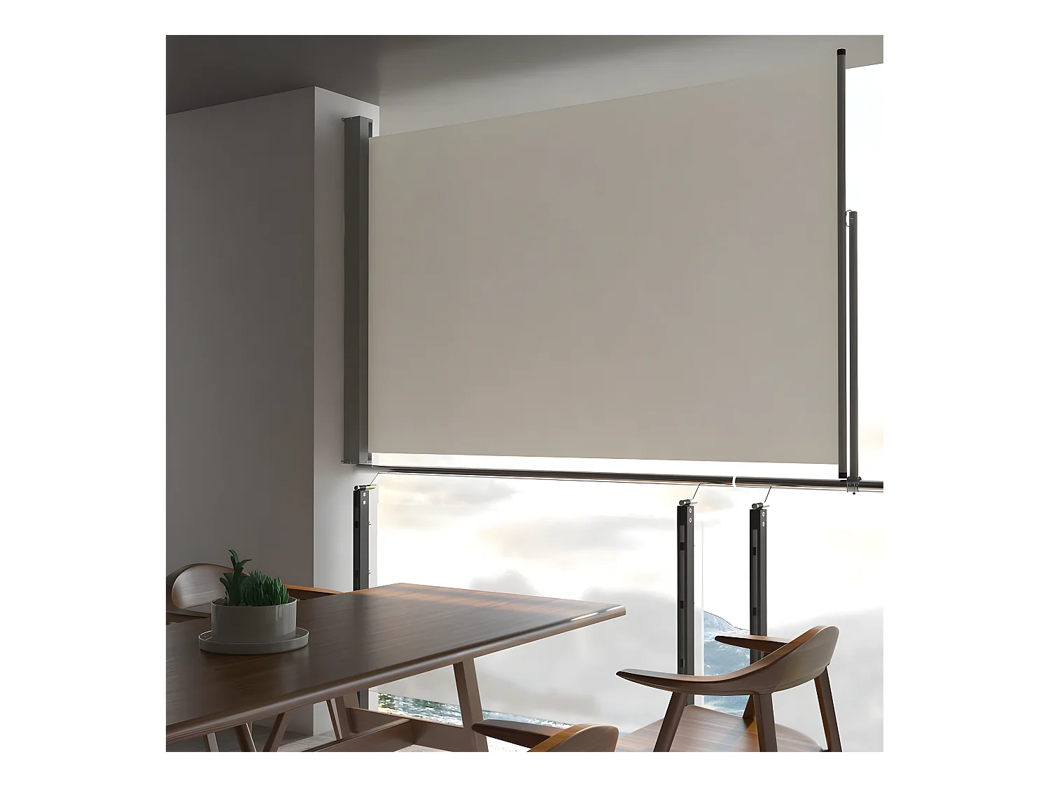 Auvent latéral rétractable de patio 160 x 300 cm Blanc cassé