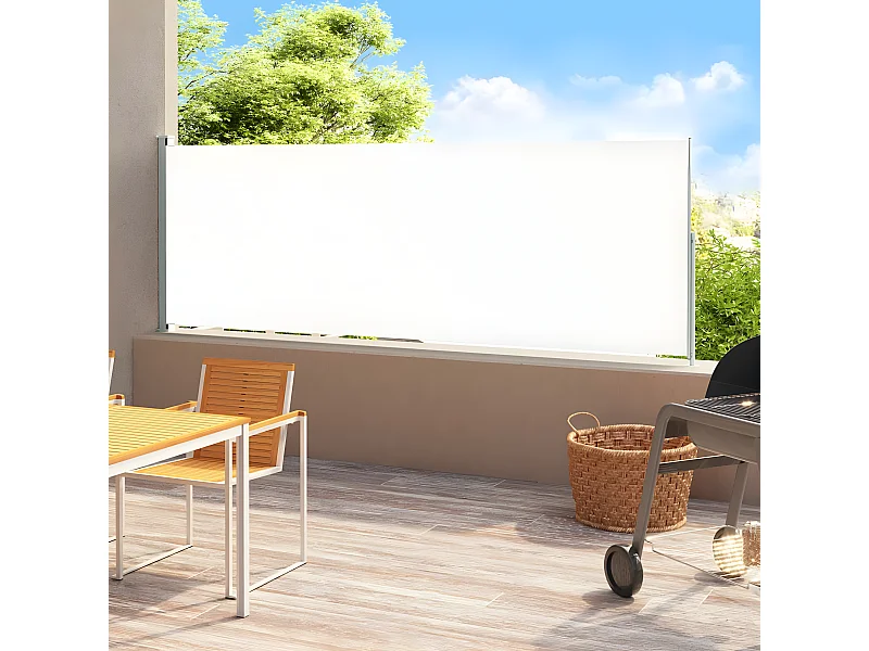 Auvent latéral rétractable de patio 220x500 cm Crème