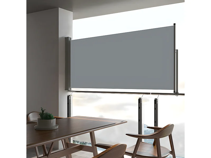 Tuinscherm uittrekbaar 60x300 cm grijs
