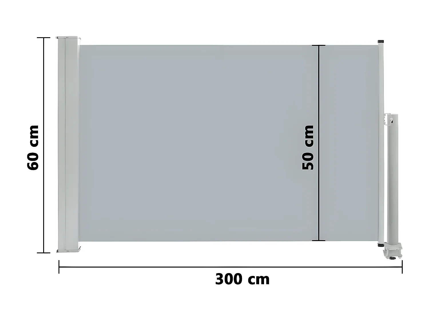 Auvent latéral rétractable de patio 60x300 cm Gris