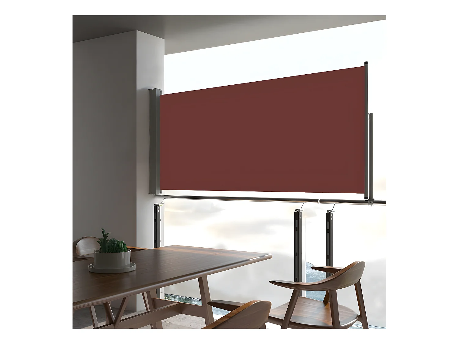 Auvent latéral rétractable de patio 60x300 cm Marron