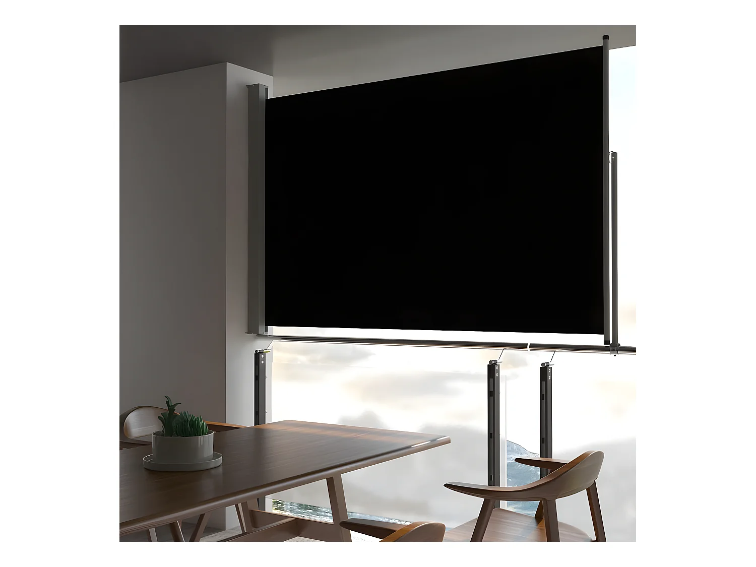 Auvent latéral rétractable de patio 160 x 300 cm Noir