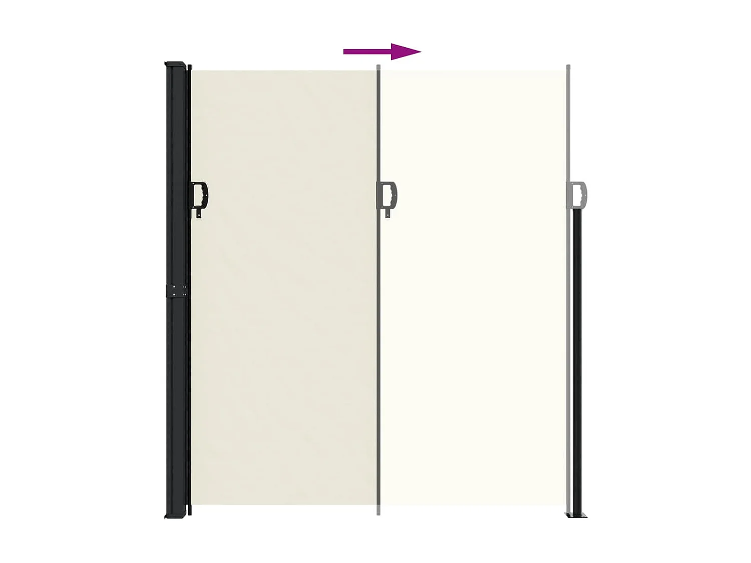 Toldo lateral retráctil crema 220x500 cm