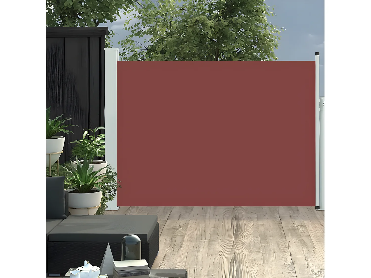 Auvent latéral rétractable de patio 120x500 cm Marron