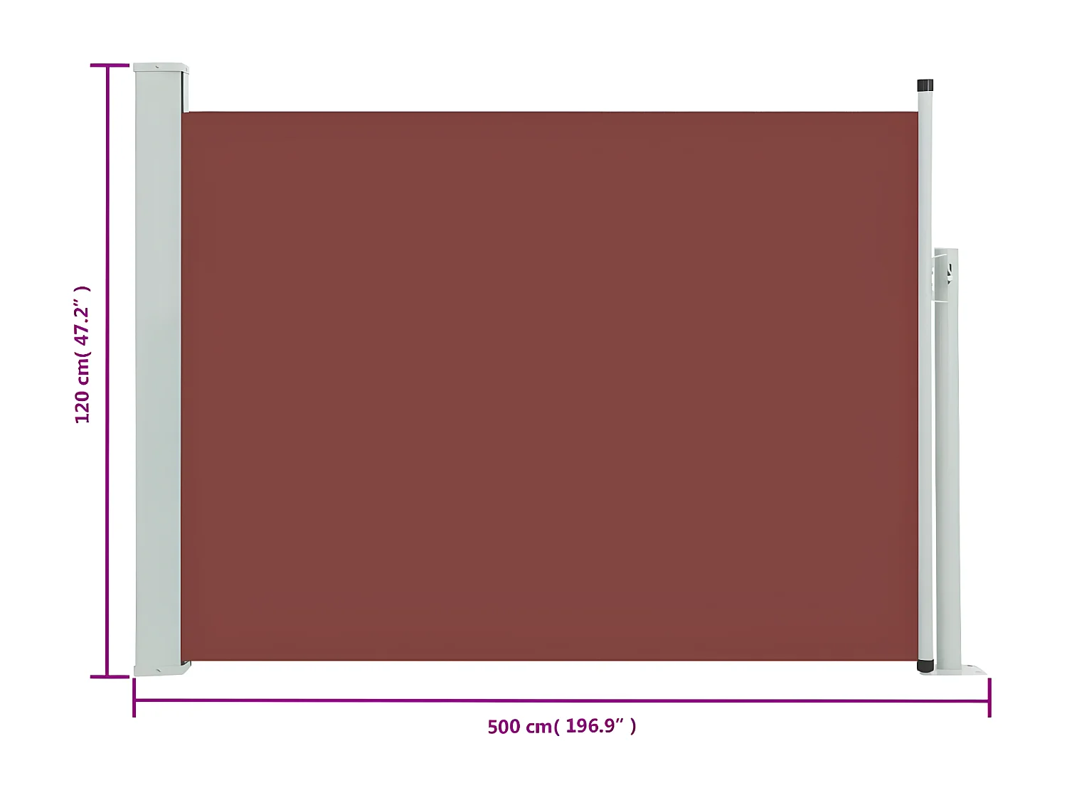 Auvent latéral rétractable de patio 120x500 cm Marron