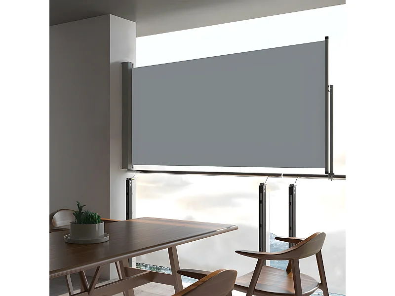 Toldo lateral retráctil de jardín gris 80x300 cm