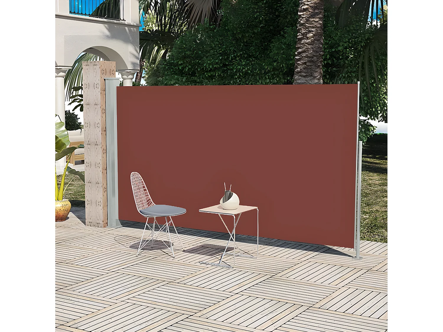 Auvent latéral rétractable de patio 160 x 300 cm Marron