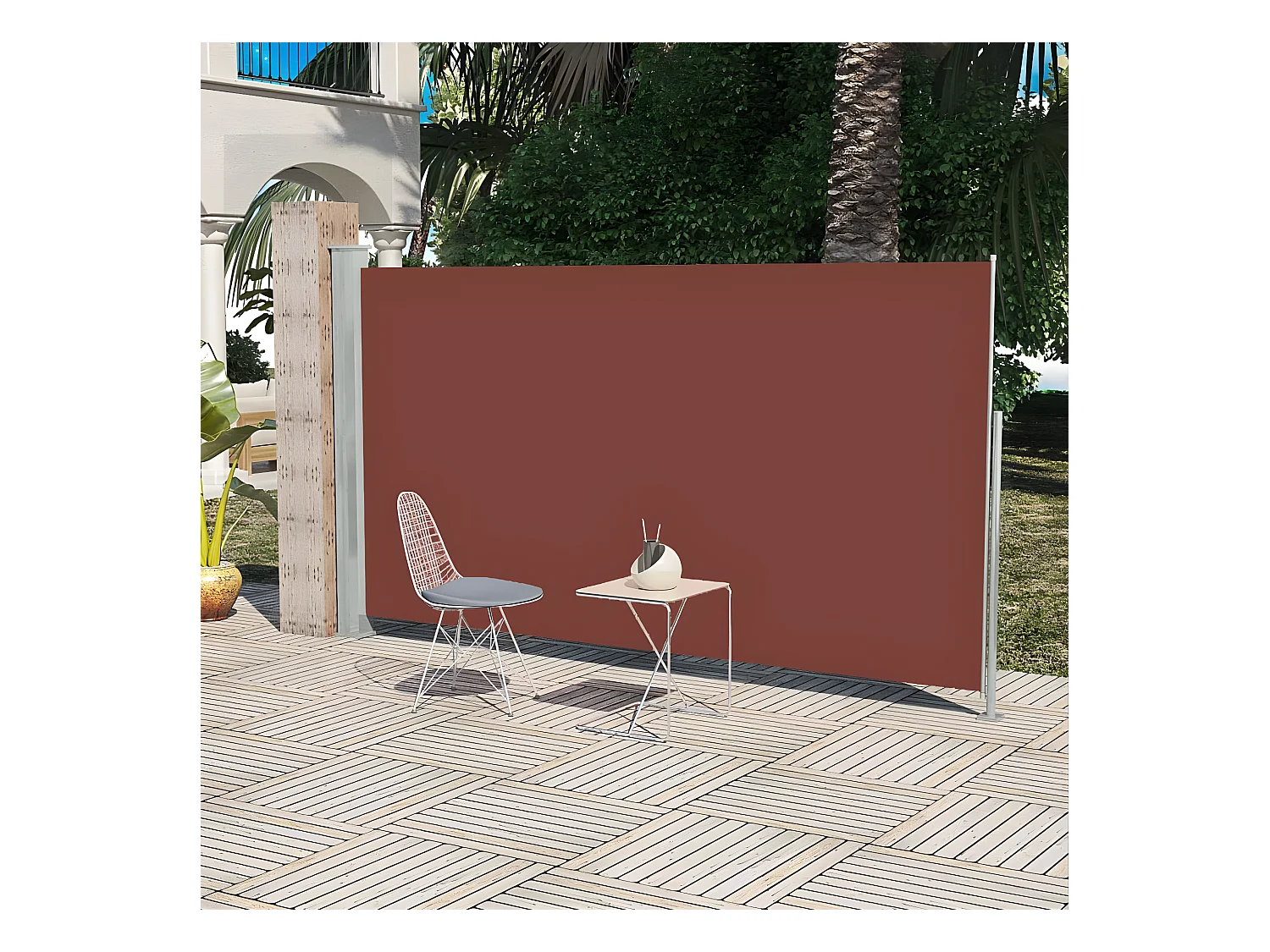 Auvent latéral rétractable de patio 160 x 300 cm Marron