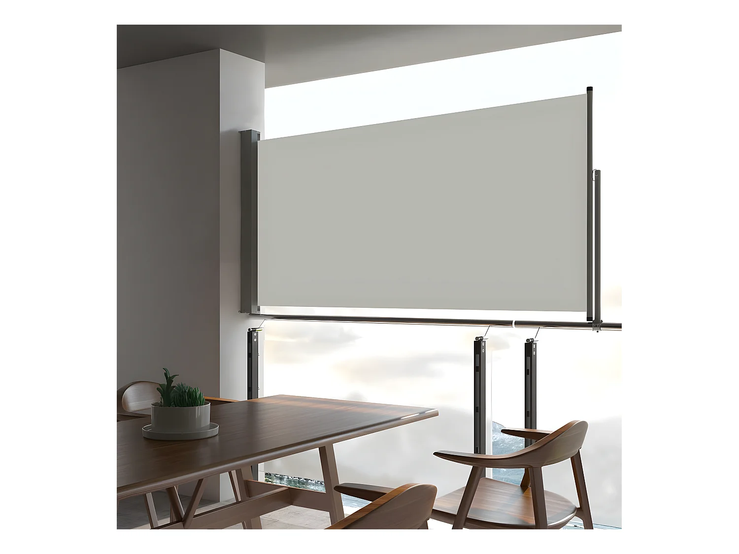 Auvent latéral rétractable de patio 80x300 cm Crème