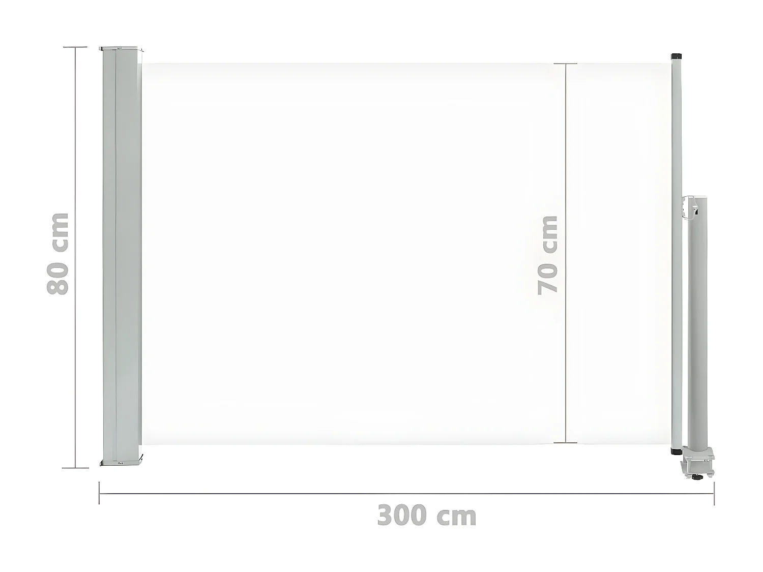 Auvent latéral rétractable de patio 80x300 cm Crème