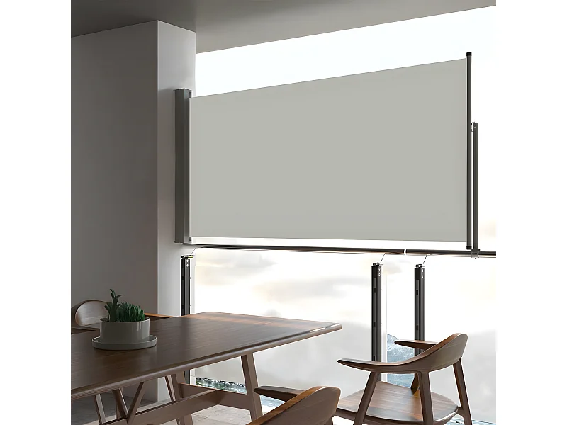 Tuinscherm uittrekbaar 80x300 cm crèmekleurig