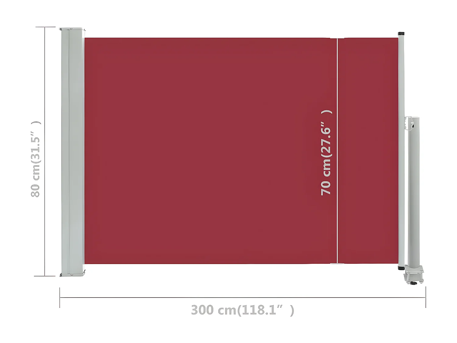 Toldo lateral retráctil de jardín rojo 80x300 cm