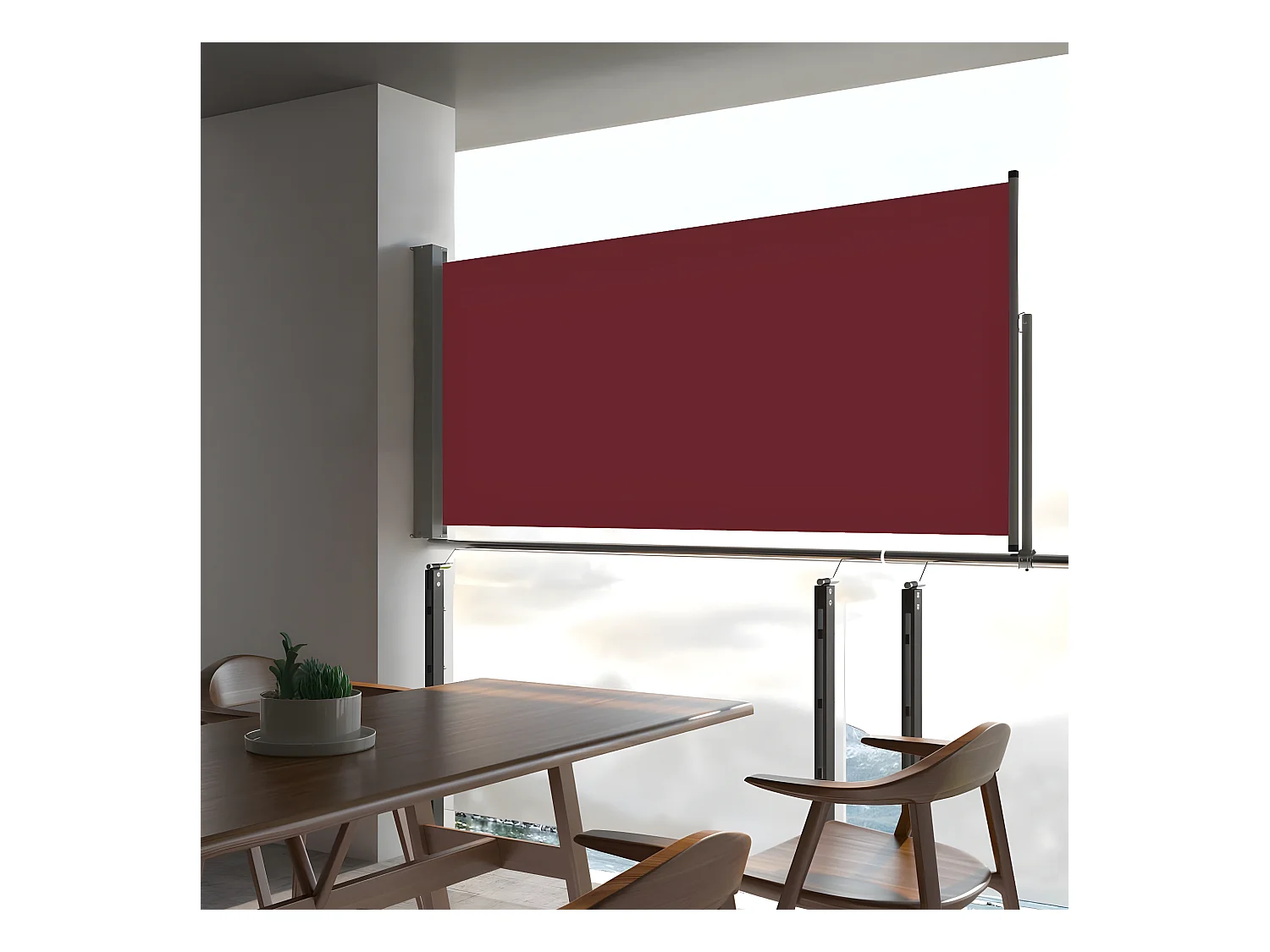 Auvent latéral rétractable de patio 60x300 cm Rouge