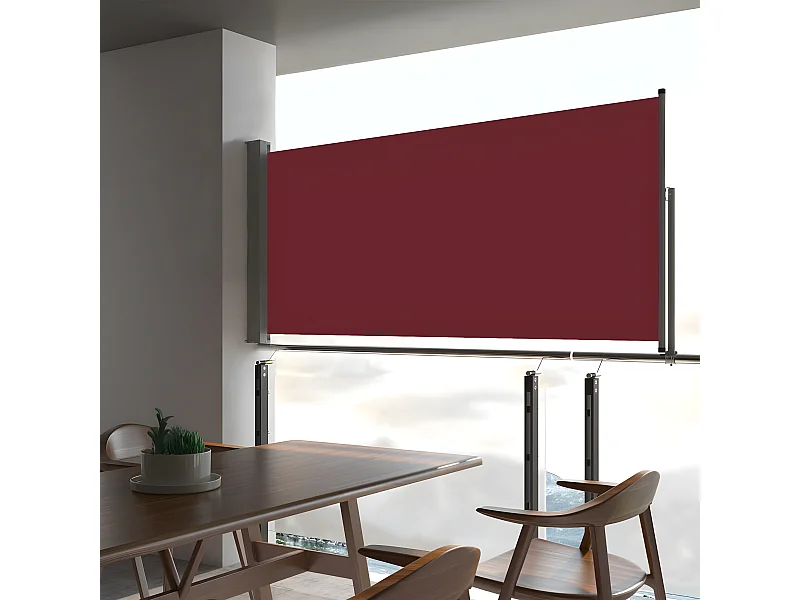 Auvent latéral rétractable de patio 60x300 cm Rouge