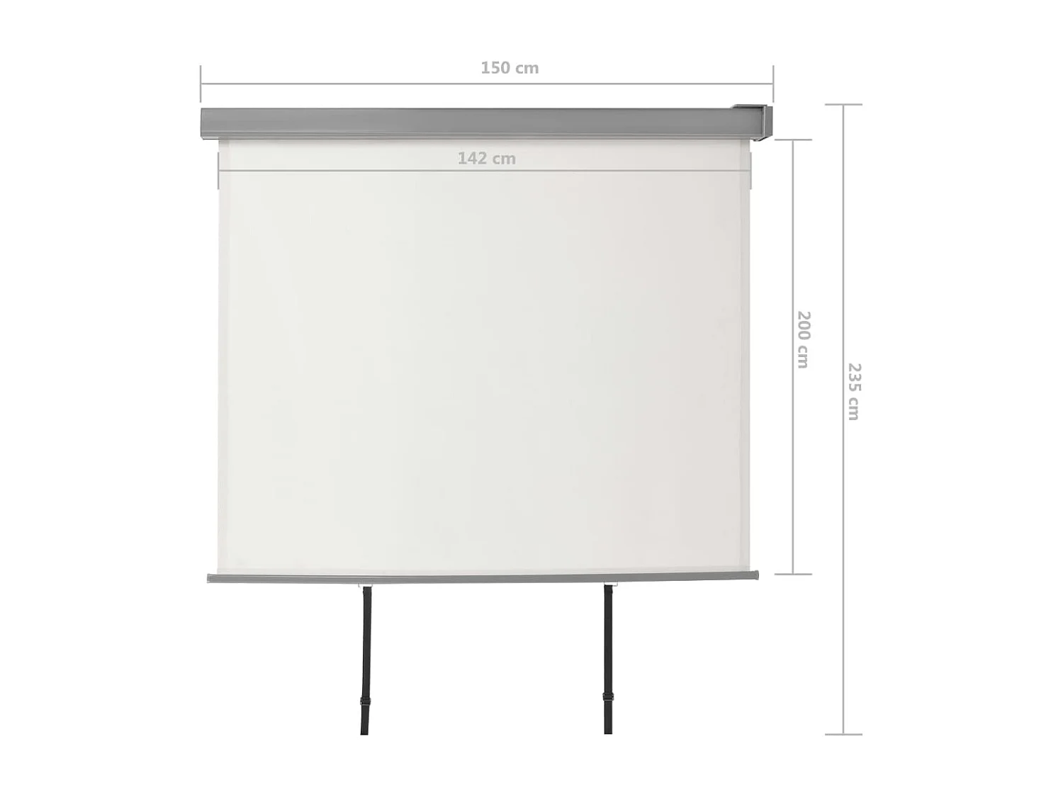 Auvent latéral de balcon multifonctionnel 150 x 200 cm Crème