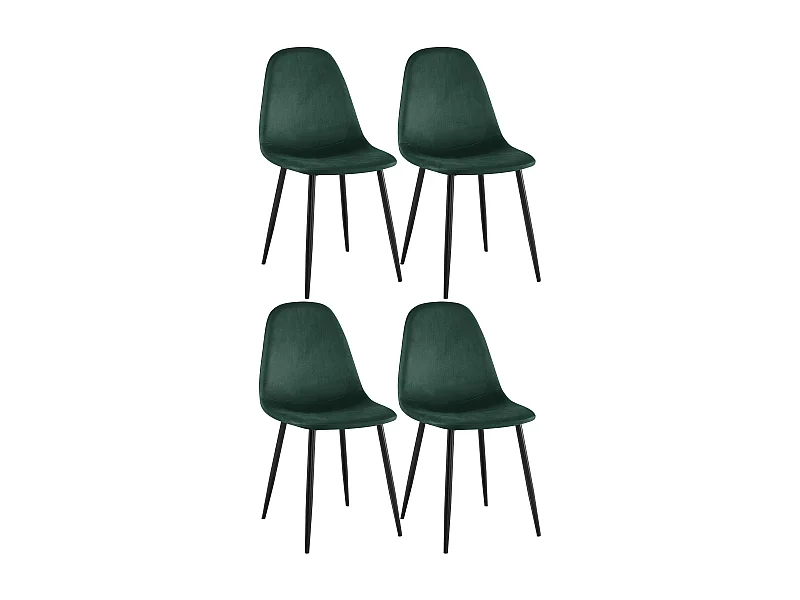 Lot de 4  chaise salle à manger - Velours - Vert - Napier