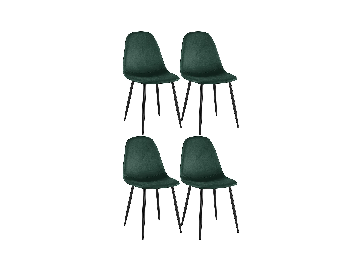 Lot de 4  chaise salle à manger - Velours - Vert - Napier