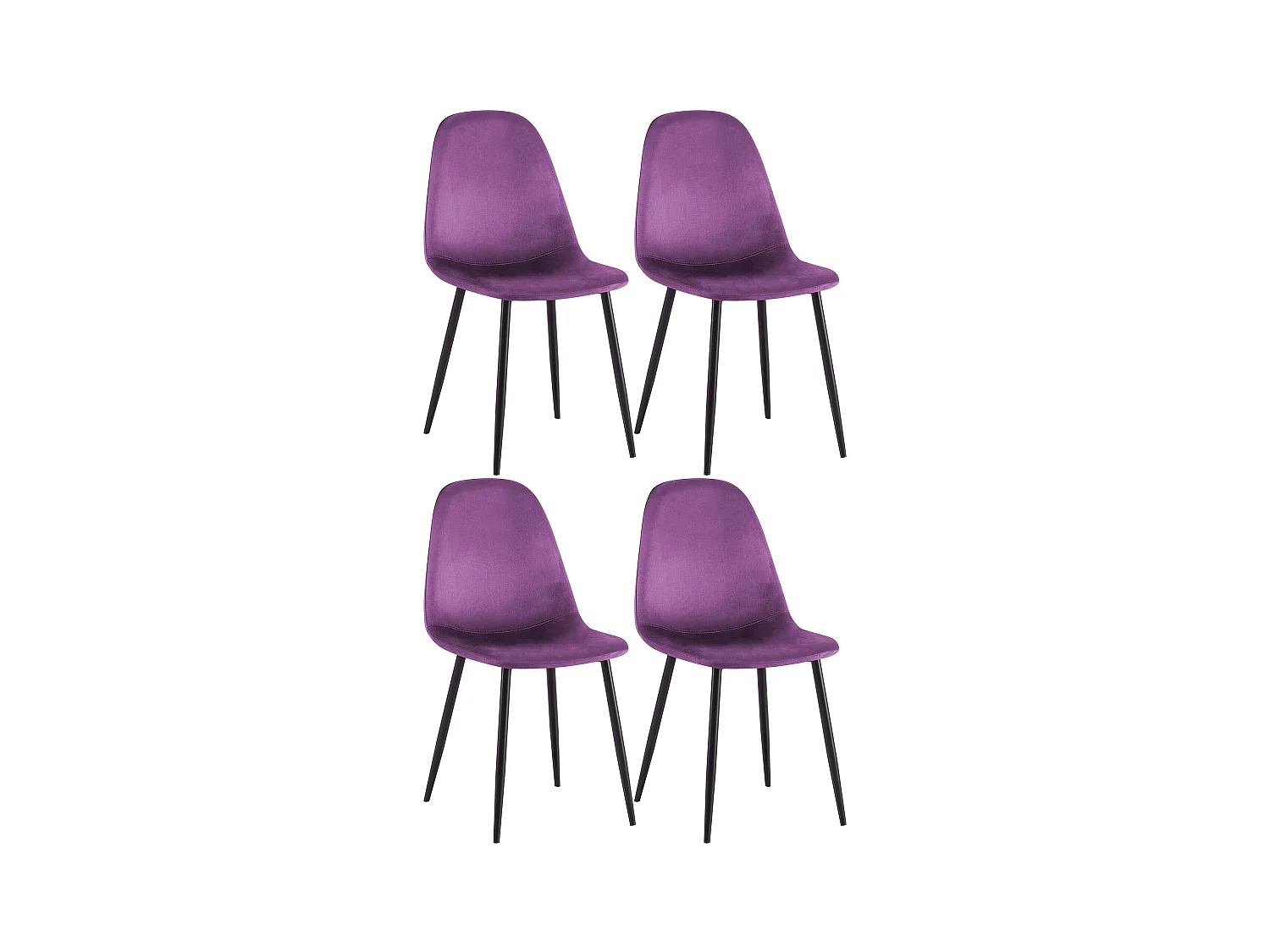 Lot de 4  chaise salle à manger - Velours - Violet - Napier