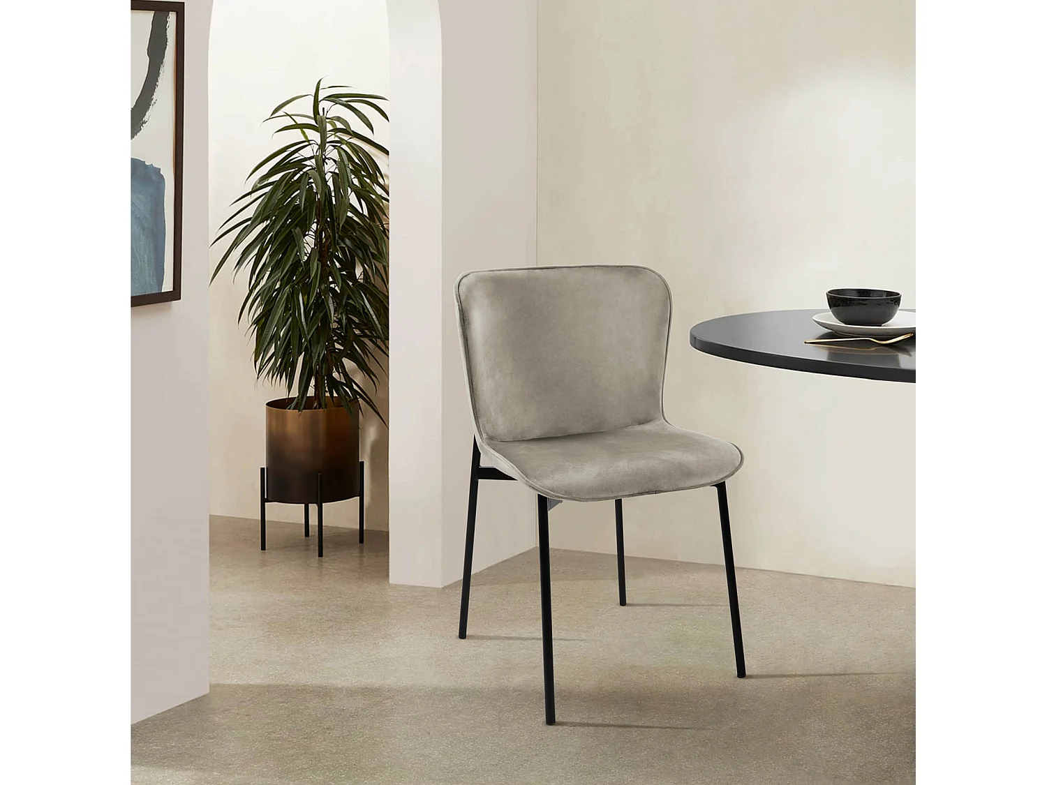 Lot de 2 chaises de salle à manger rembourrées sans accoudoirs