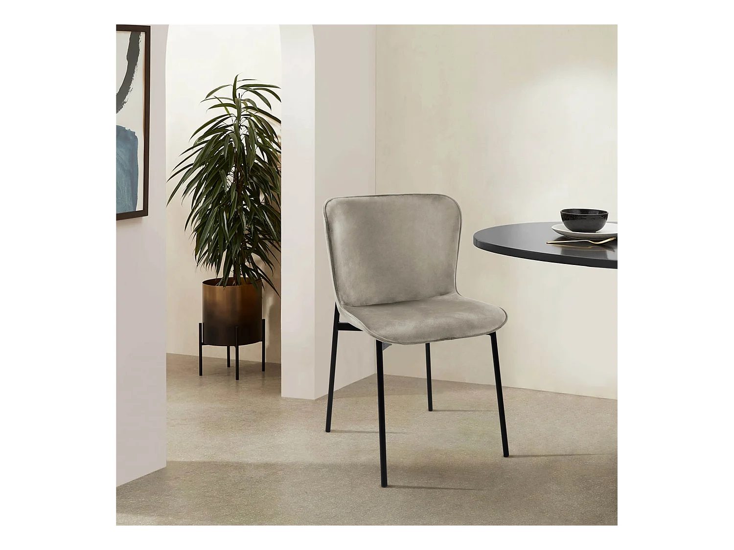 Lot de 2 chaises de salle à manger rembourrées sans accoudoirs