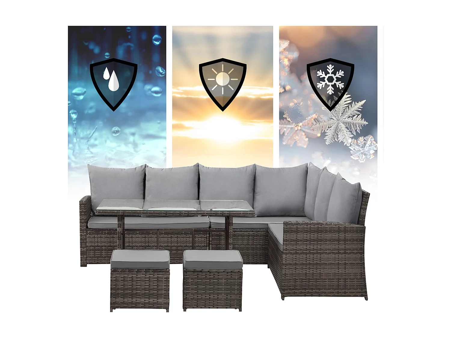 Ensemble de salon de jardin en polyrattan