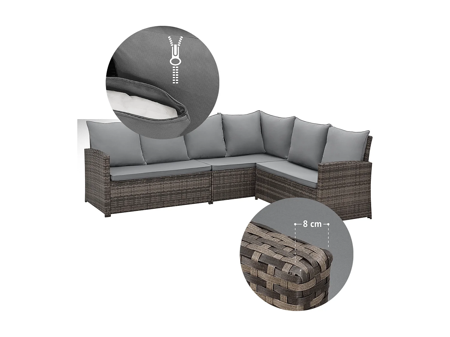 Ensemble de salon de jardin en polyrattan