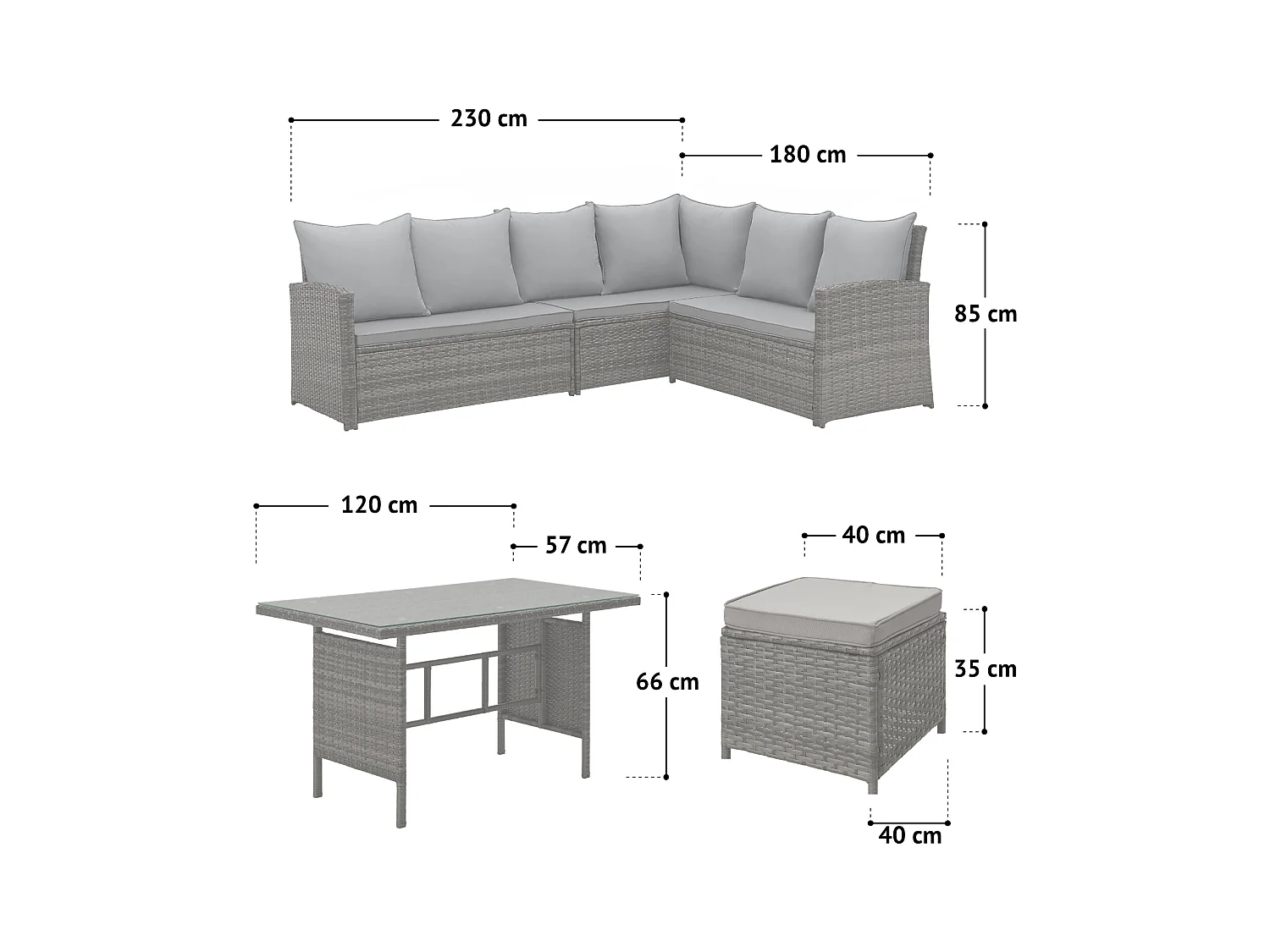 Ensemble de salon de jardin en polyrattan
