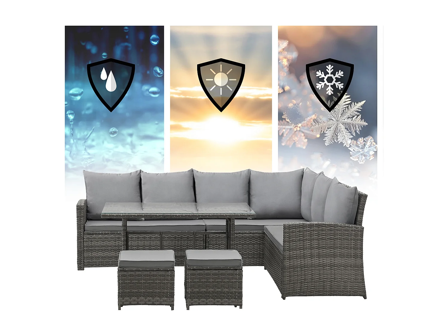 Ensemble de salon de jardin en polyrattan