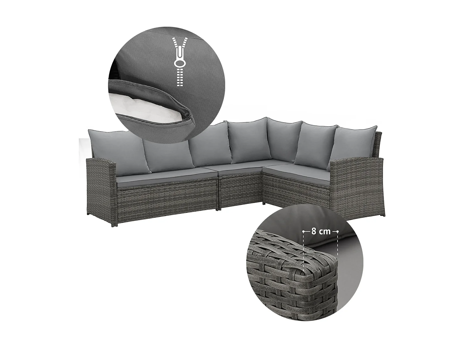 Ensemble de salon de jardin en polyrattan